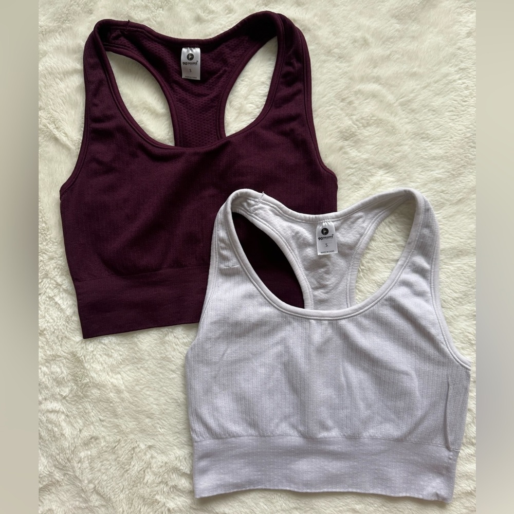 90 Degrees Purple & White Sports Bra Bundle Size Small Summer Outdoor